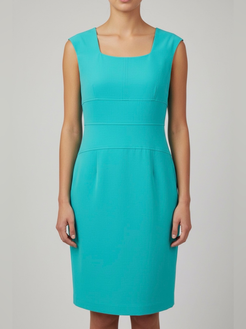Worthington Turquoise Square Neck Sheath Midi Dress